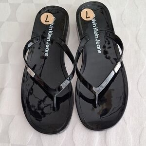 Calvin Klein Jeans Glossy Black Women's Sandals. Brand New. Size 7.